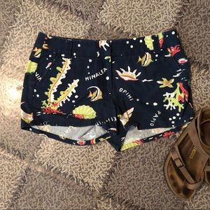 J. Crew Navy Ocean Print Chino Shorts